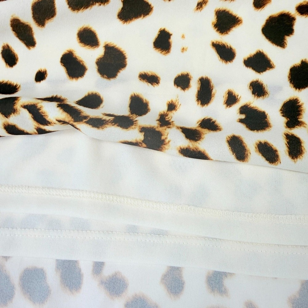 Jay Godfrey Womens Large Dress Leopard Animal Print Ruffle Shift Mini - Picture 3 of 10